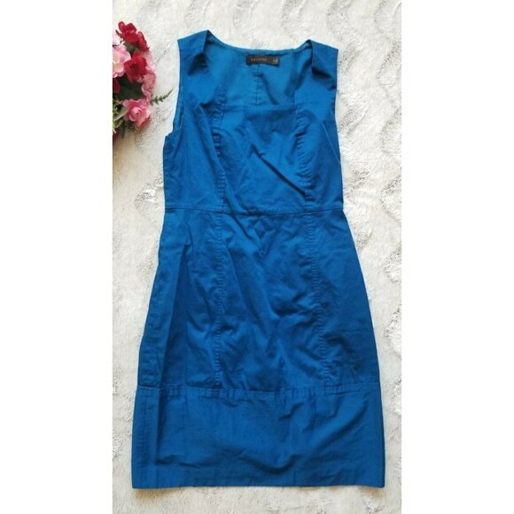 The Limited Blue Sleeveless Cotton Pencil Sheath Dress Size 2 - Picture 2 of 11